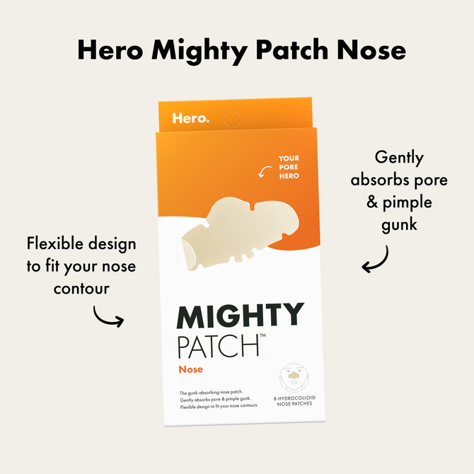 Hero Mighty Patch Nose Pimple Patches | Contour to Nose | Absorbs Pimple Gunk | 8 pack