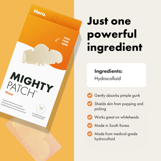 Hero Mighty Patch Nose Pimple Patches | Contour to Nose | Absorbs Pimple Gunk | 8 pack
