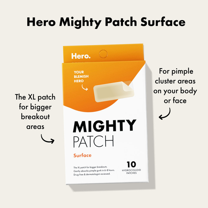 Hero Mighty Patch Surface Pimple Patches | Face Body & Back | XL-Sized | 10 pack