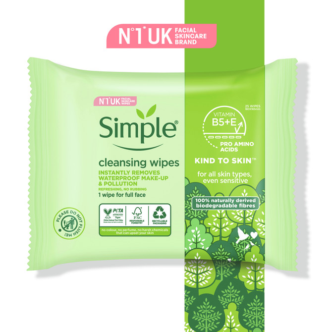 SIMPLE CLEANSING WIPES 25Pack