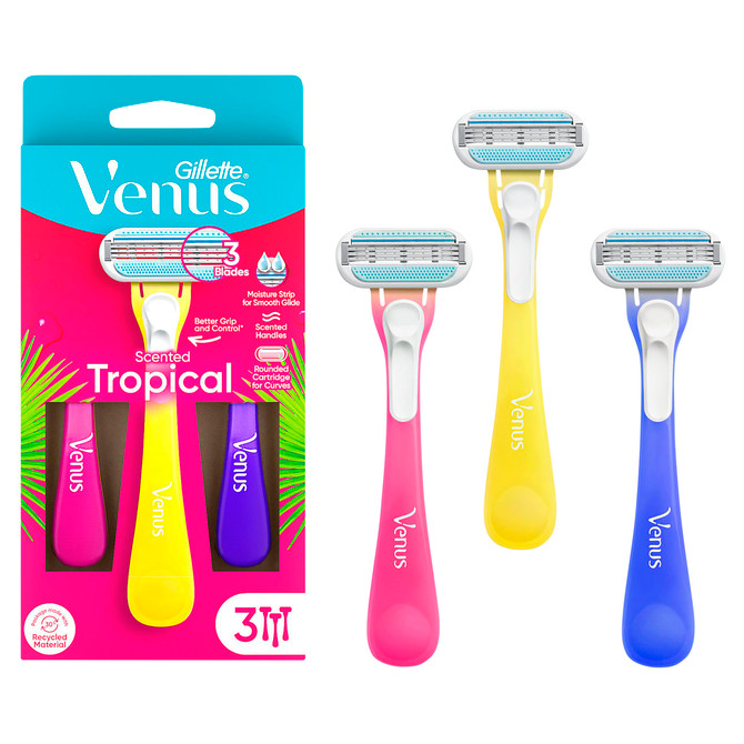 Gillette Venus Tropical Scented Women's Disposable Razor, 3 Count