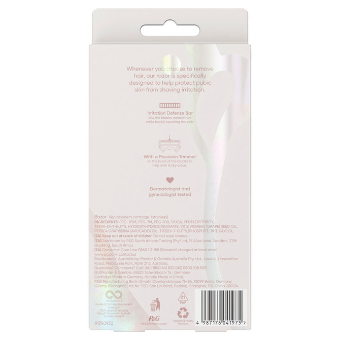 Gillette Venus Women's Bikini Razor For Pubic Hair & Skin with 2 Blade Refills