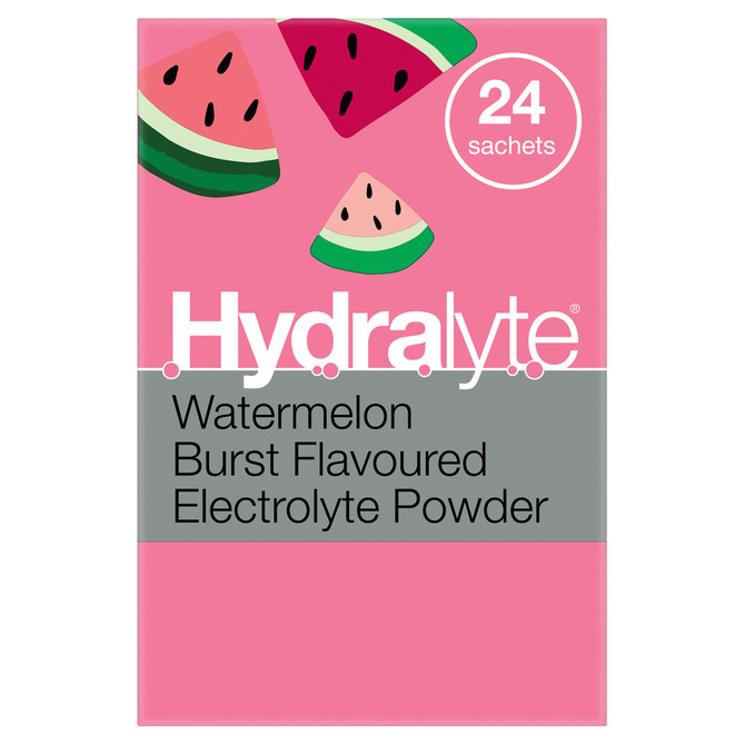 Hydralyte Watermelon Burst Flavoured Electrolyte Powder 24 Sachets