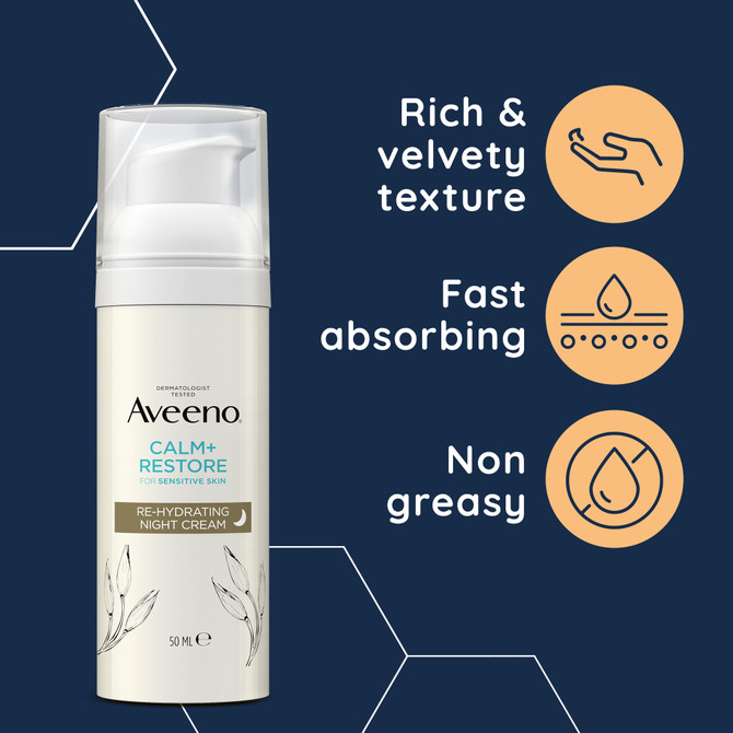 Aveeno Face Calm + Restore Sensitive Skin Re-hydrating Night Cream