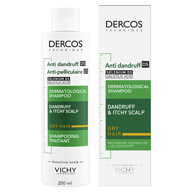 Dercos by Vichy Anti-Dandruff DS Shampoo for Dry Hair & Sensitive Scalp 200ml