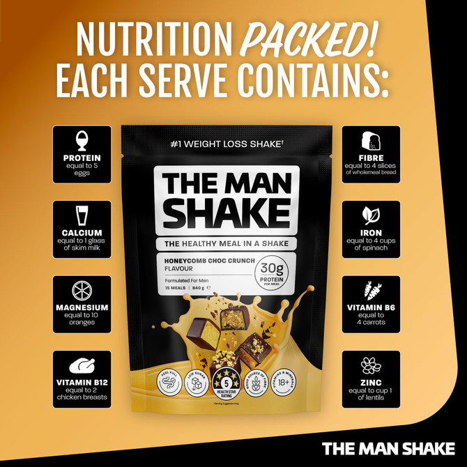 The Man Shake Meal Replacement Honeycomb Choc Crunch 840g