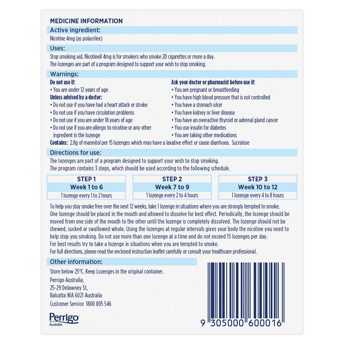 Nicotinell Mini Lozenge Extra Strength 81 Pack 4mg