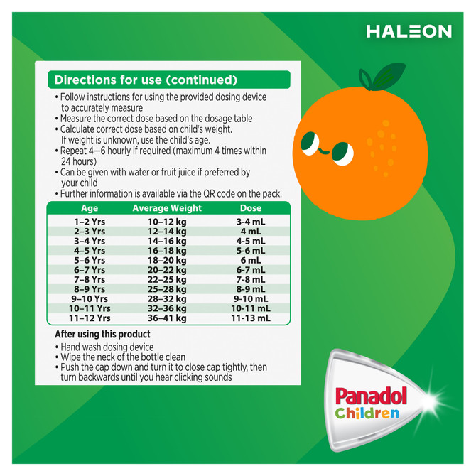 Panadol Children 5-12 Years Orange 100mL