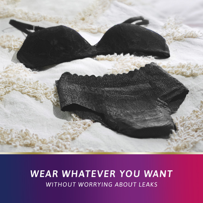 TENA Discreet Women's Lingerie Waist Underwear Black Medium (M) 12 Pack