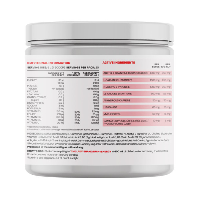 The Lady Shake Burn + Energy Mango Passionfruit 160g