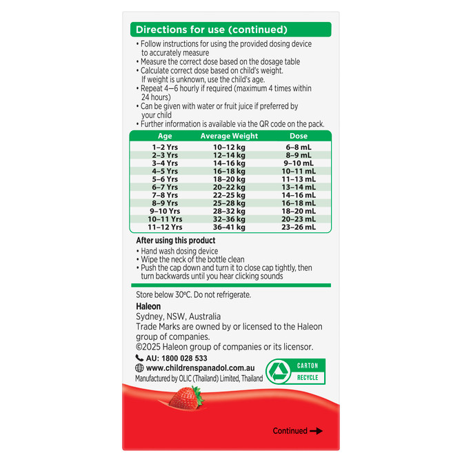 Panadol Children 1-5 Years Strawberry 200mL