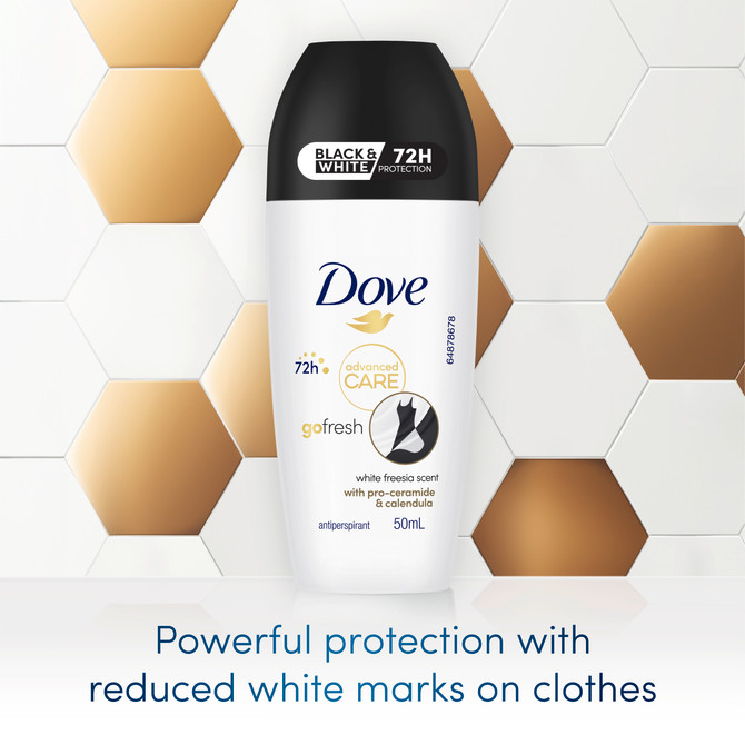 Dove Advanced Care Deodorant Roll On 72HR Protection Black & White Roll On with pro-ceramide & calendula 50 ml