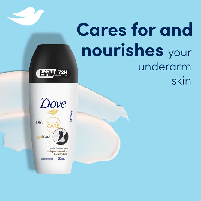 Dove Advanced Care Deodorant Roll On 72HR Protection Black & White Roll On with pro-ceramide & calendula 50 ml
