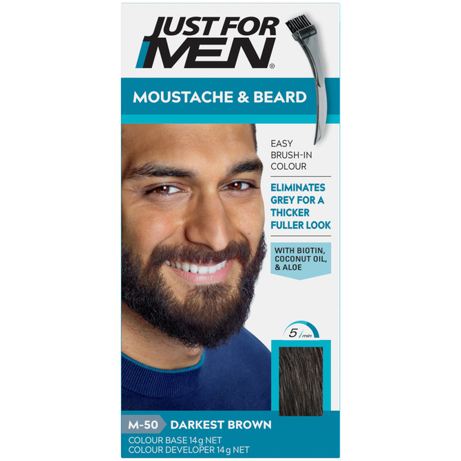 Just for Men Moustache & Beard Brush-In Colour Gel Darkest Brown