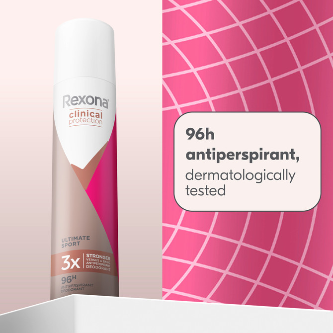 Rexona Clinical Women Antiperspirant Aerosol Ultimate Sport For 3x Stronger Protection* 180 ML 1