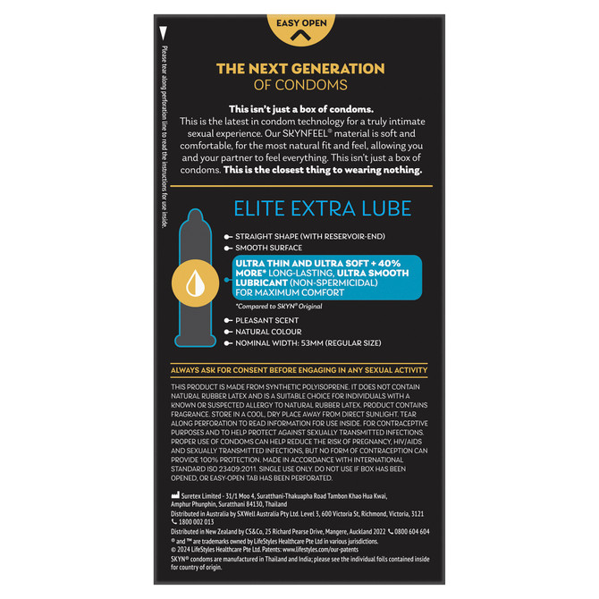 SKYN® Elite Extra Lube Condoms 10 Pack