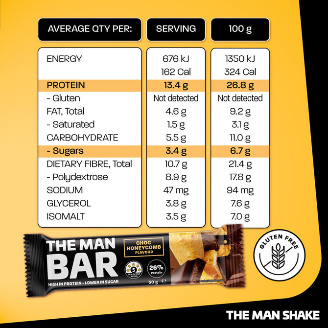 The Man Bar High Protein Choc Honeycomb 50G