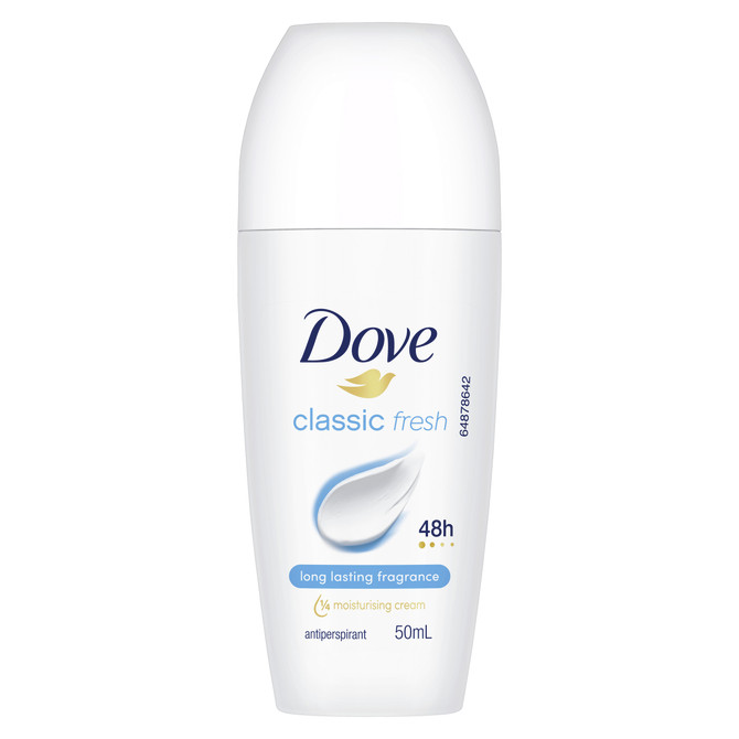 Dove  Antiperspirant Deodorant 48HR Protection Classic Fresh Roll On with ¼ Moisturising Cream 50 ml