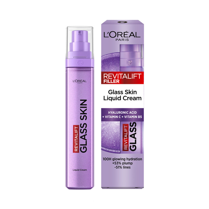 L'Oréal Paris Revitalift Filler Glass Skin Liquid Cream Face Moisturiser 50ml 