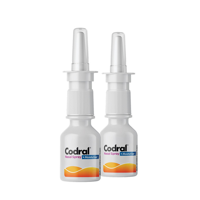 Codral Nasal Spray Decongestant with Moisturiser 2x10mL – Nasal Spray for Blocked Nose Relief