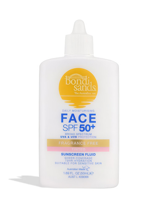 Bondi Sands Tinted Face Sunscreen Fluid SPF 50+ Fragrance Free 50ml