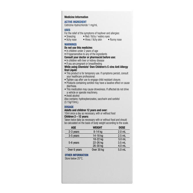 Chemists' Own CHILDRENS C-ZINE LIQUID 200ML BTL