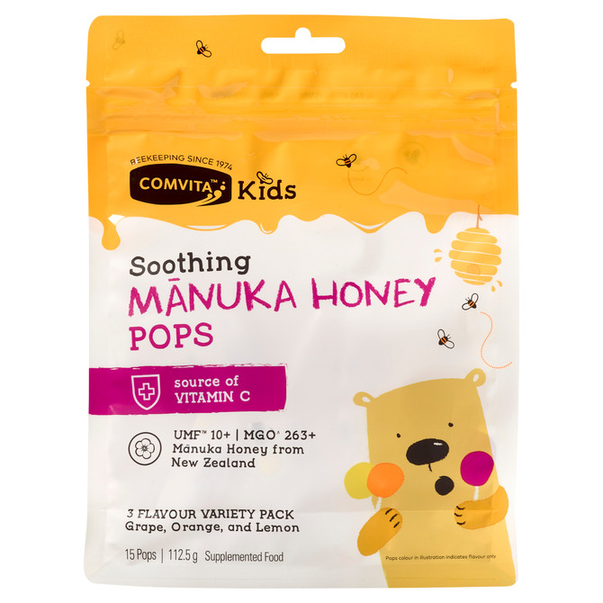 Comvita Kids Soothing Manuka Honey Pops - 3 Flavours 15 pops