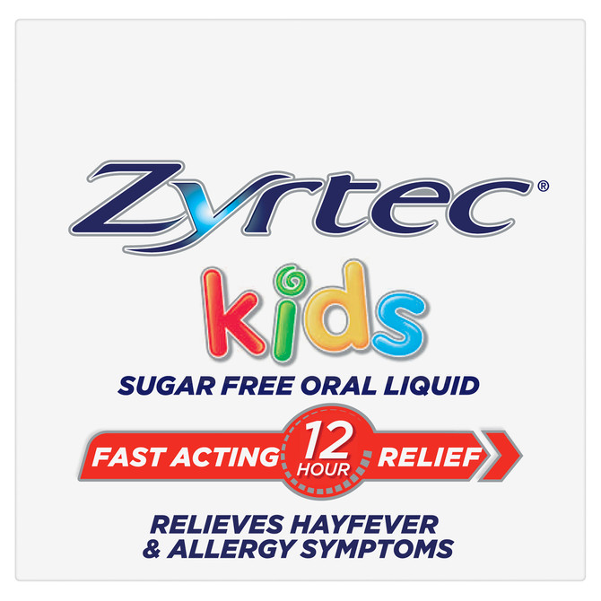 Zyrtec Kids Sugar Free Oral Liquid Antihistamine for Children – Hayfever & Allergy Relief Bubblegum Flavour 120mL