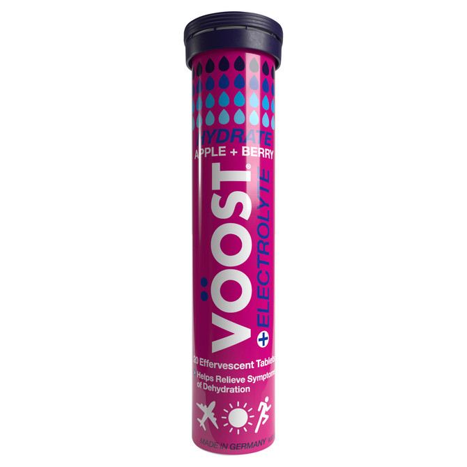 Voost Hydrate Apple Berry Effervescent Vitamins Supplement Relieve Symptoms of Dehydration 20 Tablets