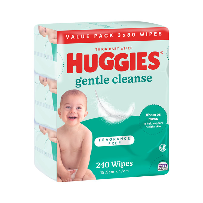 Huggies Gentle Cleanse Baby Wipes Fragrance Free 240 Count