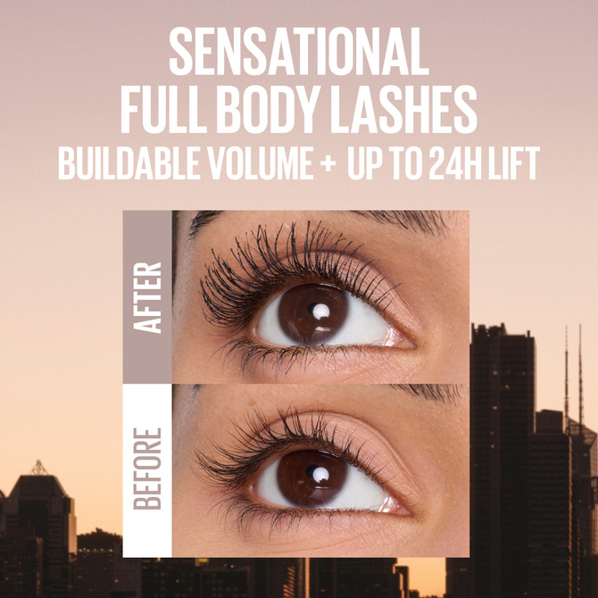 Maybelline Lash Sensational Body Washable Mascara Black 9.75mL - 24H Volume
