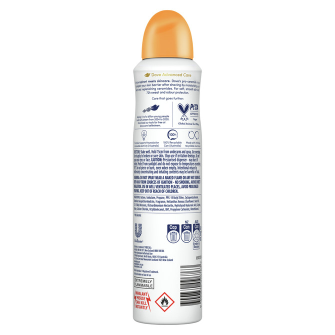 Dove Advanced Care Antiperspirant Deodorant 72HR Protection Passionfruit & Lemongrass Aerosol with Triple Moisturising Technology 250 ml