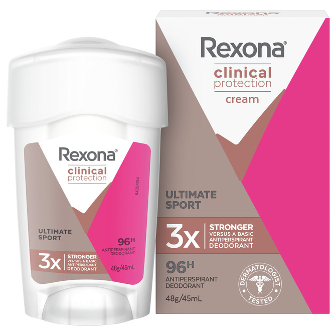 Rexona Clinical Women Antiperspirant Cream Ultimate Sport  For 3x Stronger Protection* 45 ML 1