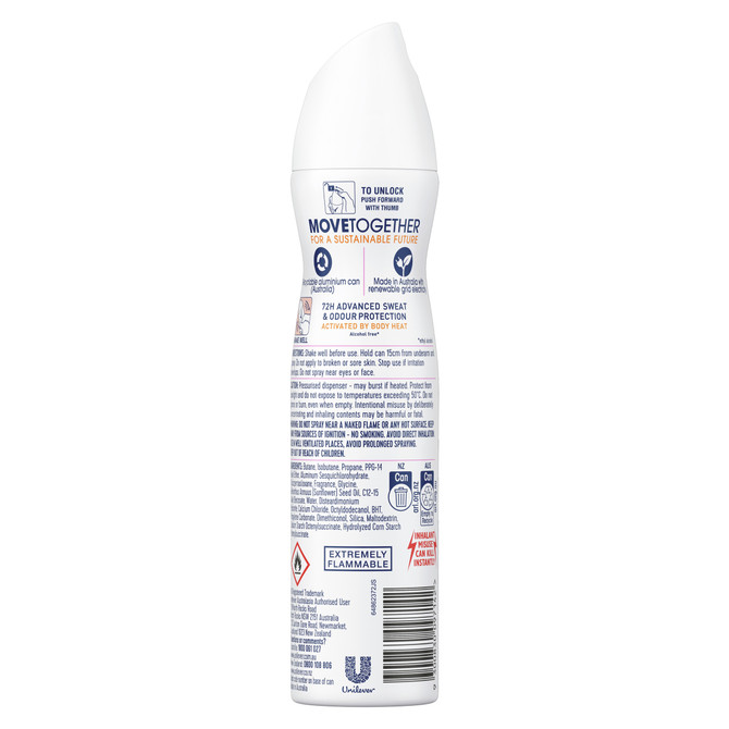 Rexona Women Advanced Protection Antiperspirant deodorant aerosol Energise Antiperspirant Body Heat Activated technology 220 mL