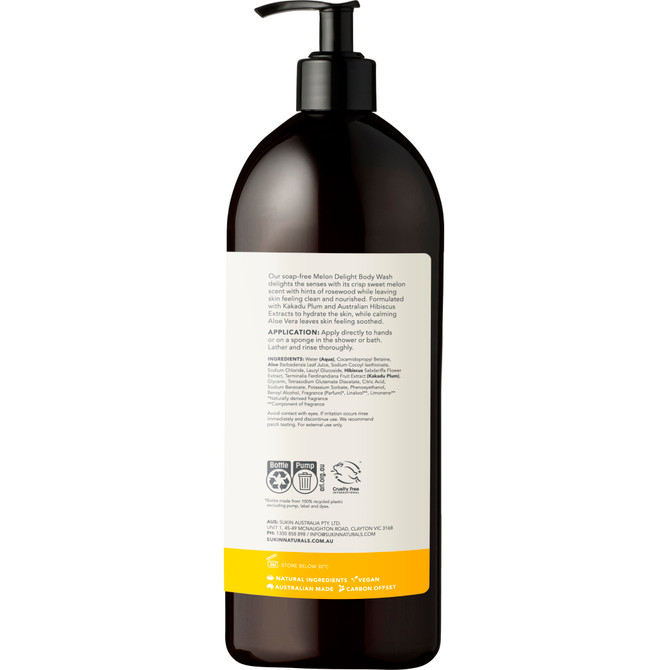 SUKIN BOTANICAL BODY WASH MELON DELIGHT 1L