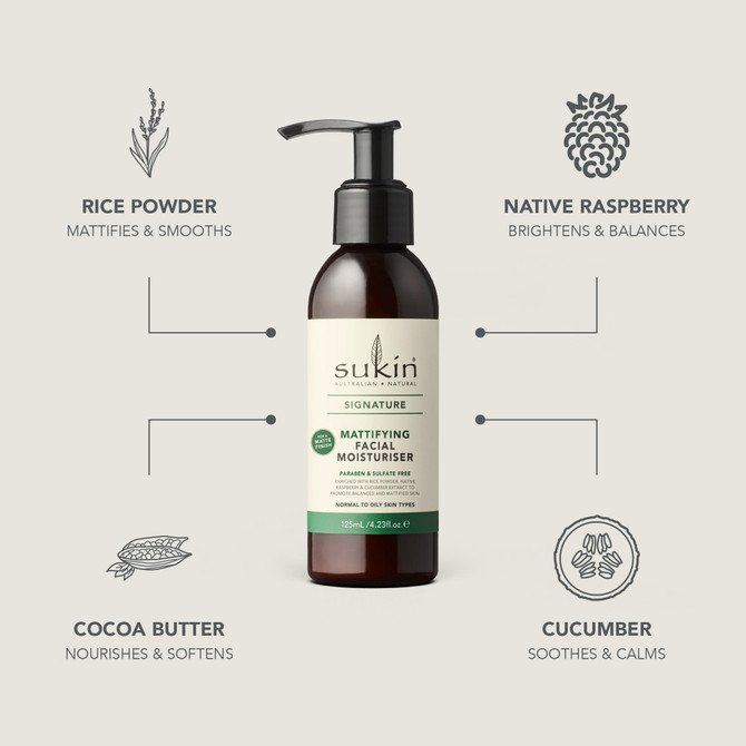 SUKIN SIGNATURE MATTIFYING FACIAL MOISTURISER 125ML