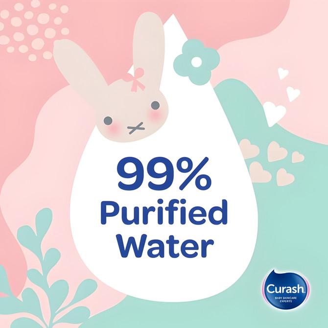 Curash Simply Water Limited Edition Bunny Baby Wipes 3 x 80 Pack