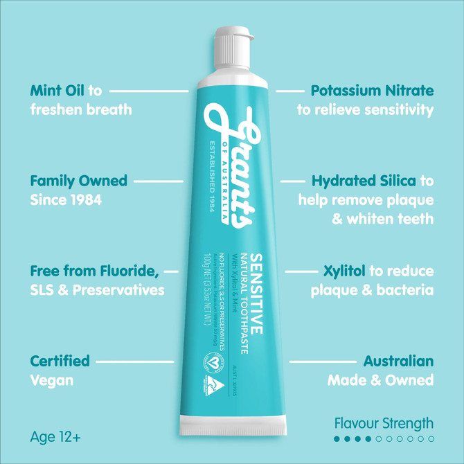 Grants Sensitive Natural Fluoride Free Toothpaste 110g