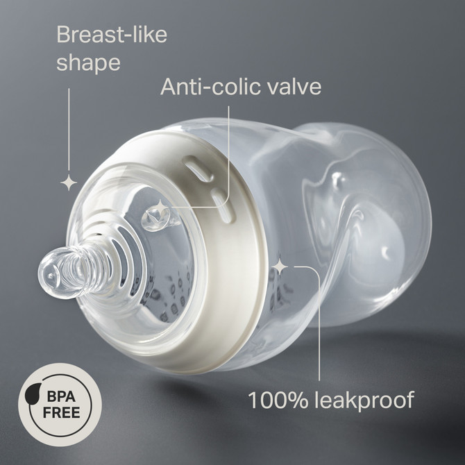 Tommee Tippee Baby Bottles, Natural Start Anti-Colic Baby Bottle with Slow Flow Breast-Like Teat, 150ml, 0m+, Self-Sterilising, Baby Feeding Essentials, Pack of 2