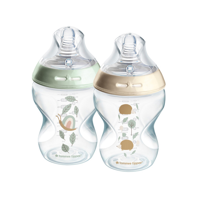 Tommee Tippee Baby Bottles, Natural Start Anti-Colic Baby Bottle with Slow Flow Breast-Like Teat, 260ml, 0m+, Self-Sterilising, Baby Feeding Essentials, Pink & Blue, Pack of 2