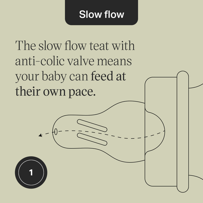 Tommee Tippee Classic Start Baby Bottles for 0m+, Pack of 3, 250ml Baby Bottles, with a Soft, Slow Flow Teat with Anti-Colic Valve, Narrow Neck Shape and BPA Free, Green, Brown & Grey