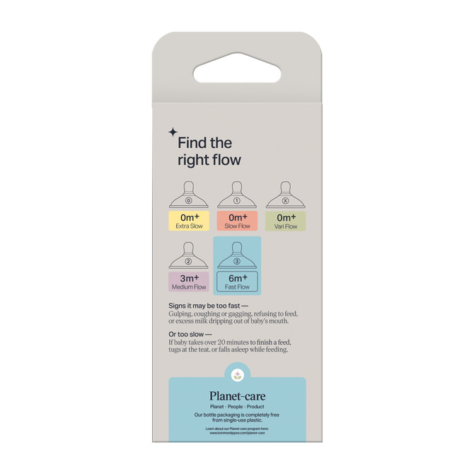 Tommee Tippee Natural Start Wide Latch Flex & Stretch Teats in Fast Flow, 2 Pack