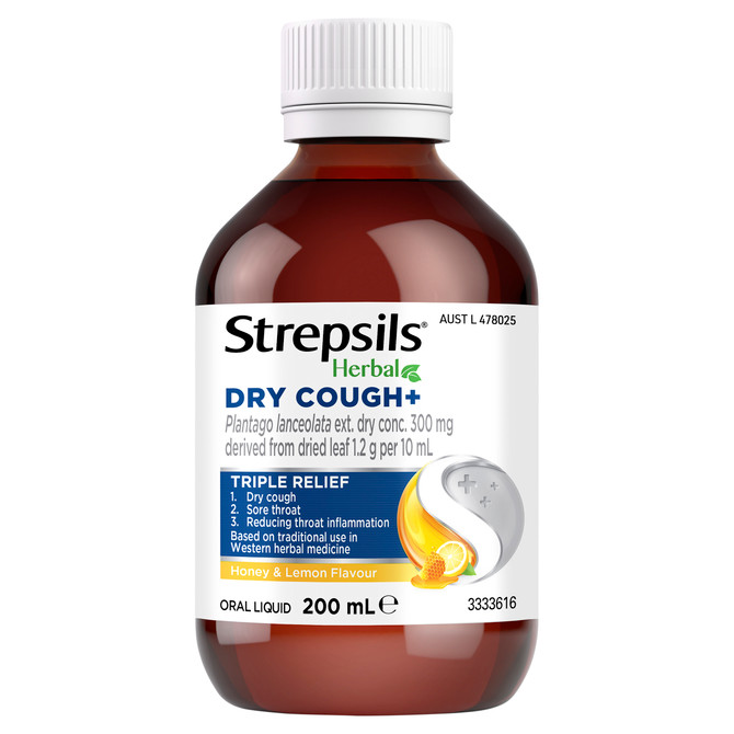 Strepsils Herbal Dry Cough+ Liquid 200mL