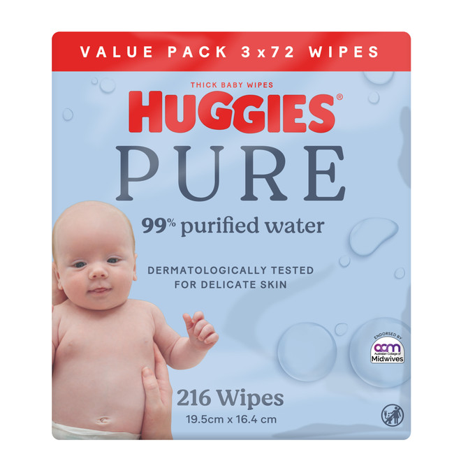 Huggies PURE 99% Purified Water Baby Wipes 216 Count