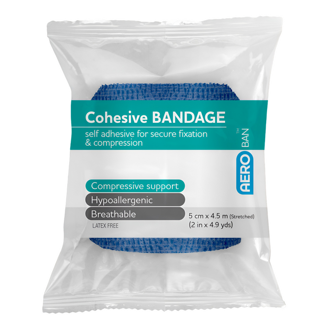 AEROBAN Cohesive Blue Bandage 5cm x 4.5m
