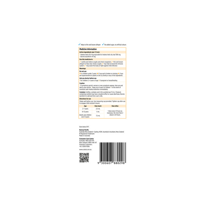 Codral Kids Chesty Cough + Immunity Support Oral Liquid Honey Lemon Flavour 200mL – Children’s Cough Medicine