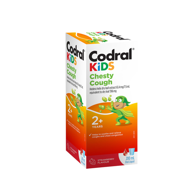 Codral Kids Chesty Cough Oral Liquid 200mL Strawberry Flavour – Children’s Cough & Chest Congestion Relief (2+ Years)