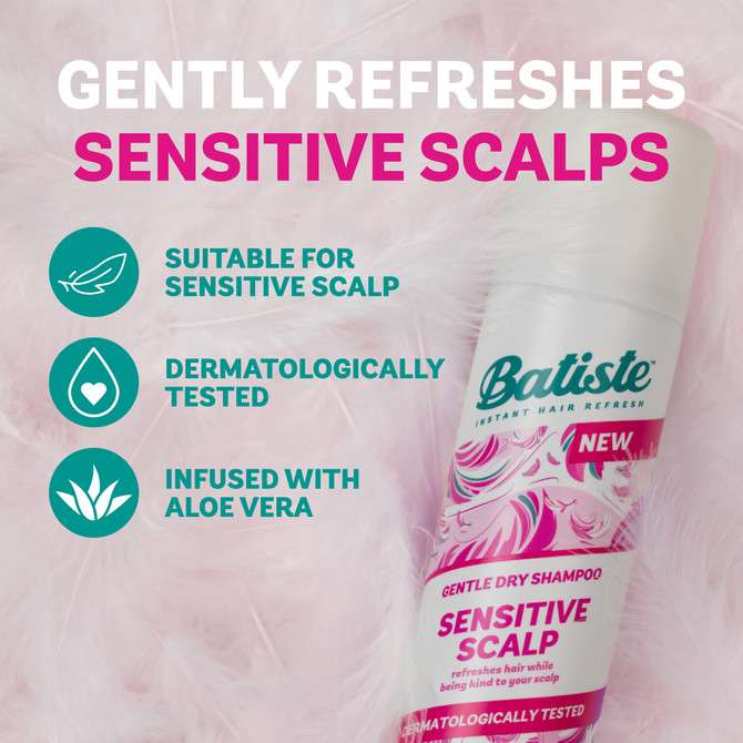 Batiste Sensitive Gentle Dry Shampoo| For Sensitive Scalps | Dermatologically Tested | 200 mL