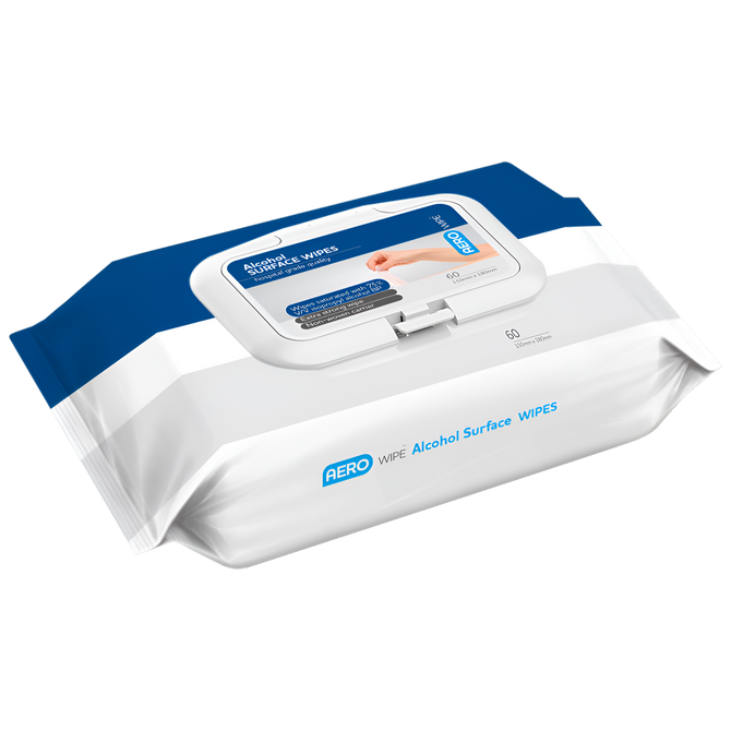 AEROWIPE 75% Isopropyl Alcohol Surface Wipes 60 Pack