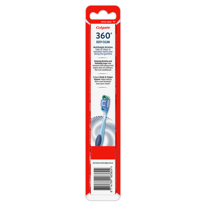 Colgate 360° Deep Clean Manual Toothbrush, Soft 1 Pack